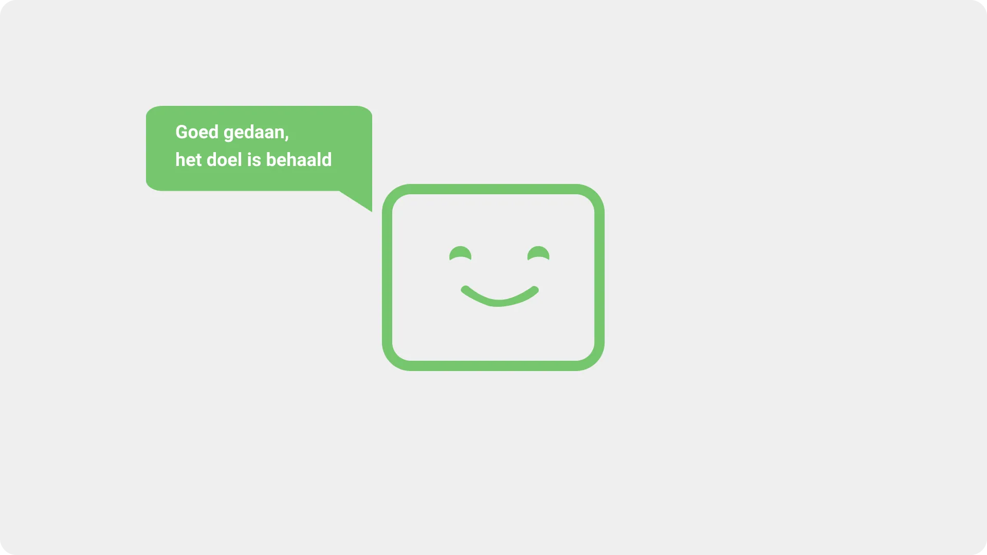 Het voortgangsscherm in het groen: 12 stuks klaar, 36 te gaan, een grote lachende smiley en de geschatte eindtijd van de order